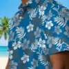Detroit Lions Hawaiian Shirt - Tropical Floral Blue Aloha Shirt