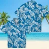 Detroit Lions Hawaiian Shirt - Tropical Leaf Blue White Aloha Shirt