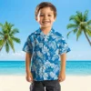 Detroit Lions Hawaiian Shirt - Tropical Leaf Blue White Aloha Shirt