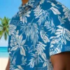 Detroit Lions Hawaiian Shirt - Tropical Leaf Blue White Aloha Shirt