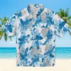 Detroit Lions Hawaiian Shirt - Tropical Leaves White Aloha Shirt