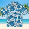 Detroit Lions Hawaiian Shirt - Tropical Plants Blue White Aloha Shirt