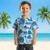 Detroit Lions Hawaiian Shirt - Tropical Plants Blue White Aloha Shirt