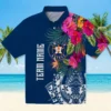 Houston Astros Hawaiian Shirt - Floral Polynesian Blue - Gift For Men, Women
