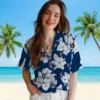 Houston Astros Hawaiian Shirt - Hibiscus Blooms Blue White - Gift For Men, Women