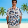 Houston Astros Hawaiian Shirt - Palm Island Print Blue White Aloha Shirt