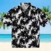 Houston Astros Hawaiian Shirt - Palm Motifs Black White Aloha Shirt