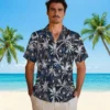 Houston Astros Hawaiian Shirt - Palm Pattern Blue Black Aloha Shirt