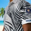 Houston Astros Hawaiian Shirt - Palm Stripes Blue Black White Aloha Shirt