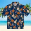 Houston Astros Hawaiian Shirt - Palm Tree Flower Blue Aloha Shirt
