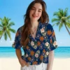 Houston Astros Hawaiian Shirt - Palm Tree Flower Blue Aloha Shirt