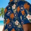 Houston Astros Hawaiian Shirt - Palm Tree Flower Blue Aloha Shirt