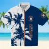 Houston Astros Hawaiian Shirt - Palm Trees Blue White Aloha Shirt