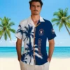 Houston Astros Hawaiian Shirt - Palm Trees Blue White Aloha Shirt