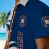 Houston Astros Hawaiian Shirt - Palm Trees Blue White Aloha Shirt