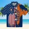 Houston Astros Hawaiian Shirt - Stitched Flag Blue Aloha Shirt