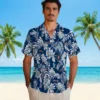Houston Astros Hawaiian Shirt - Tropical Leaf Blue White Aloha Shirt