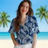 Houston Astros Hawaiian Shirt - Tropical Leaf Blue White Aloha Shirt
