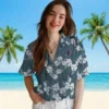 Houston Texans Hawaiian Shirt - Personalized Baseball Floral Hibiscus Clusters Blue Aloha Shirt
