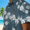 Houston Texans Hawaiian Shirt - Personalized Baseball Floral Hibiscus Clusters Blue Aloha Shirt
