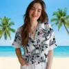 Houston Texans Hawaiian Shirt - Personalized Baseball Floral Hibiscus Palm Leaves Aloha Shirt