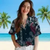 Houston Texans Hawaiian Shirt - Personalized Baseball Floral Hibiscus Print Blue Aloha Shirt