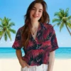 Houston Texans Hawaiian Shirt - Personalized Baseball Floral Leafy Palms Blue Aloha Shirt