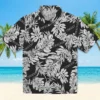 Houston Texans Hawaiian Shirt - Personalized Baseball Floral Monstera Leaf Pattern Black Aloha Shirt
