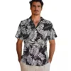 Houston Texans Hawaiian Shirt - Personalized Baseball Floral Monstera Leaf Pattern Black Aloha Shirt
