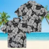 Houston Texans Hawaiian Shirt - Personalized Baseball Floral Monstera Leaf Pattern Black Aloha Shirt