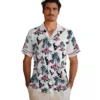 Houston Texans Hawaiian Shirt - Personalized Baseball Floral Palm Island Print Blue White Aloha Shirt