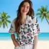 Houston Texans Hawaiian Shirt - Personalized Baseball Floral Palm Island Print Blue White Aloha Shirt