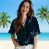 Houston Texans Hawaiian Shirt - Personalized Baseball Floral Palm Leaf Blue Aloha Shirt