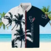 Houston Texans Hawaiian Shirt - Personalized Baseball Floral Palm Trees Blue White Aloha Shirt