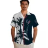 Houston Texans Hawaiian Shirt - Personalized Baseball Floral Palm Trees Blue White Aloha Shirt