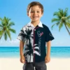 Houston Texans Hawaiian Shirt - Personalized Baseball Floral Palm Trees Blue White Aloha Shirt