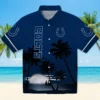 Indianapolis Colts Hawaiian Shirt - Personalized Baseball Floral Beach Sunset Blue Black Aloha Shirt