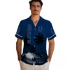 Indianapolis Colts Hawaiian Shirt - Personalized Baseball Floral Beach Sunset Blue Black Aloha Shirt
