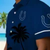 Indianapolis Colts Hawaiian Shirt - Personalized Baseball Floral Beach Sunset Blue Black Aloha Shirt