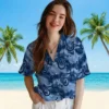 Indianapolis Colts Hawaiian Shirt - Personalized Baseball Floral Coastal Palms Blue Aloha Shirt