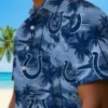 Indianapolis Colts Hawaiian Shirt - Personalized Baseball Floral Coastal Palms Blue Aloha Shirt
