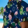 Indianapolis Colts Hawaiian Shirt - Flamingo Leaf Motif Blue Aloha Shirt