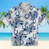 Indianapolis Colts Hawaiian Shirt - Hibiscus Palm Leaves Blue White Aloha Shirt