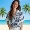 Indianapolis Colts Hawaiian Shirt - Hibiscus Palm Leaves Blue White Aloha Shirt