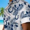 Indianapolis Colts Hawaiian Shirt - Hibiscus Palm Leaves Blue White Aloha Shirt
