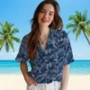 Indianapolis Colts Hawaiian Shirt - Leafy Pattern Blue Aloha Shirt