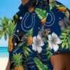 Indianapolis Colts Hawaiian Shirt - Toucan Hibiscus Pineapple Blue Green Aloha Shirt