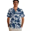 Indianapolis Colts Hawaiian Shirt - Tropical Plants Blue White Aloha Shirt
