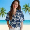 Indianapolis Colts Hawaiian Shirt - Tropical Plants Blue White Aloha Shirt