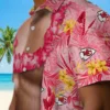 Kansas City Chiefs Hawaiian Shirt - Personalized Baseball Floral Chest Illusion Red Aloha Shirt